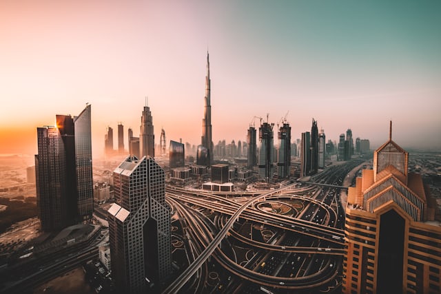 Dubai skyline at dusk